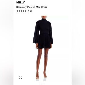Milly Rosemary Black Pleated Dress NWT SIZE 8